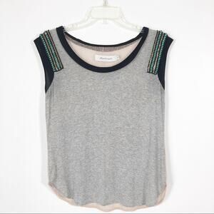 T-bags Los Angles Beaded Sleeveless Top Mesh Back